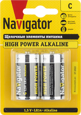 Элемент питания (C) щелочной LR14 Alkaline 1,5V Navigator 94 754
