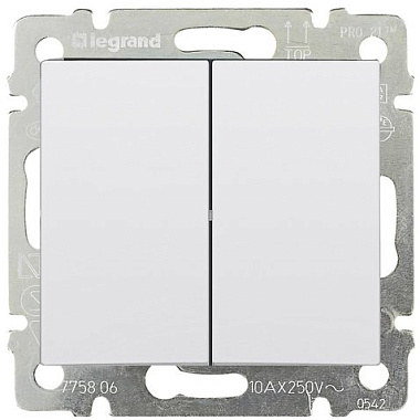 Выключатель 2 СП 10А механизм Legrand Valena белый