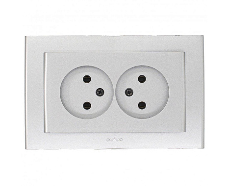 Розетка 2 СП 16А Ovivo Mina серебро
