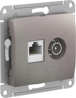 Розетка 1 СП TV+комп.RJ45 кат.5е механизм SE Glossa платина