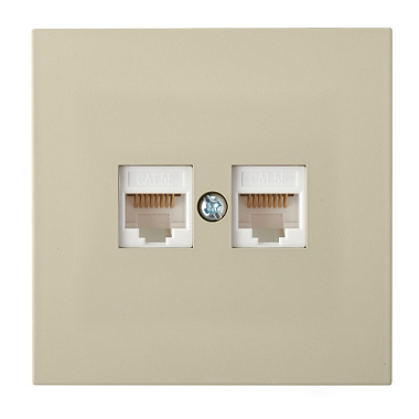 Розетка 1 СП комп. RJ45+RJ45 кат.5е механизм Bylectrica Carre бежевый