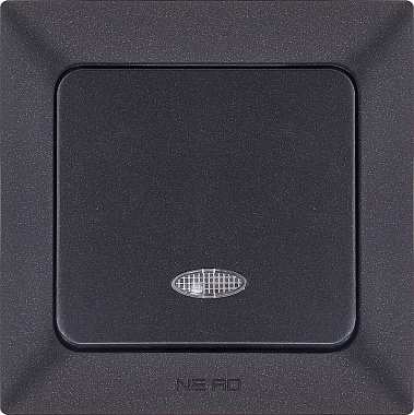 Выключатель 1-клавишный с подсв. 10А 250В Aras черный Ne-ad