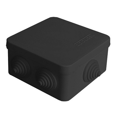 Коробка расп. ОП  84х84х45мм IP54 7 вводов (3 гермоввода) крышка защелк. черный E.p.plast