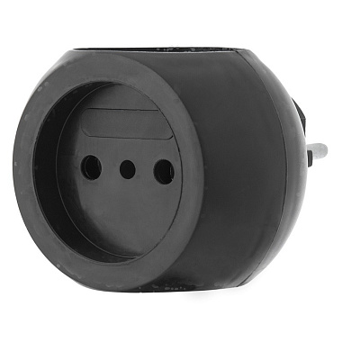 Тройник универсальный 6А 250В черный «Шар» Rexant