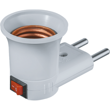 Вилка-патрон E27 с выключателем белый