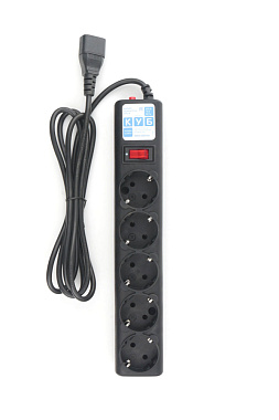 Сетевой фильтр 5 с з/к 1,9м с выкл. 10А/2.2 кВт д/подкл. к UPS (C14) черный графит Power Cube