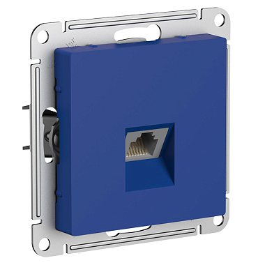 Розетка 1 СП комп. RJ45 кат.6а механизм SE AtlasDesign аквамарин