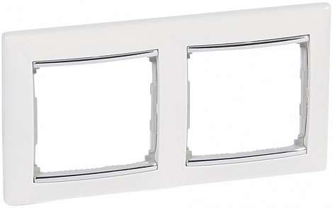Рамка 2-постовая гориз. Legrand Valena белый/серебро