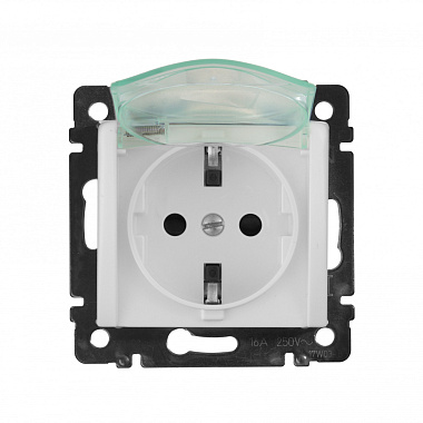 Евророзетка 1 СП IP44 16А с з/шт с крышкой механизм Legrand Valena белый