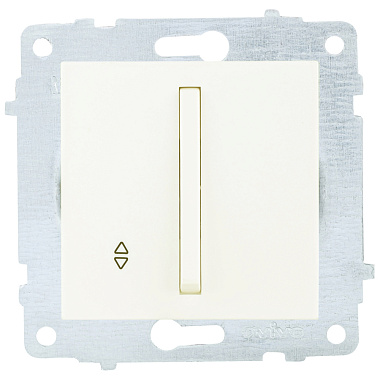 Выключатель 1 СП 10А проходной узкая клавиша механизм Ovivo крем