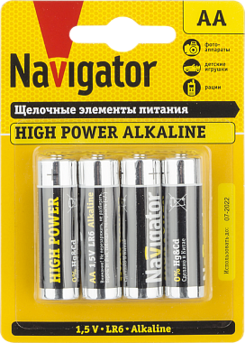 Элемент питания (AA) щелочной LR6 Alkaline 1,5V Navigator 94 753