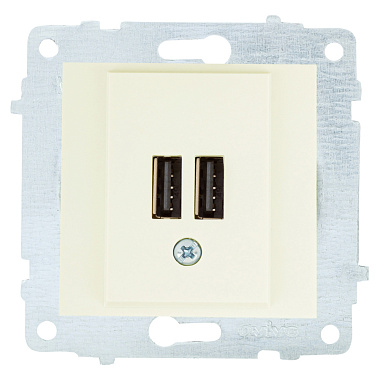 Розетка 1 СП USB А+А 2А 5V механизм Ovivo крем