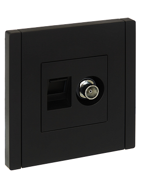 Розетка 1 СП TV+комп.RJ45 кат.5е IEK FP136 Forte&Piano черный