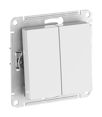 Переключатель 2 СП IP44 10АХ сх.6 механизм безвинт. зажим SE AtlasDesign Aqua белый