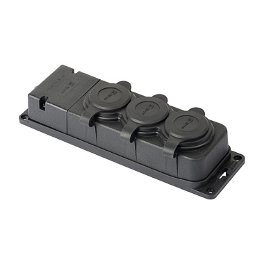 Колодка 3-гн. с з/к с крышкой 16А IP44 (каучук) 230В 2P+PE EKF PRO