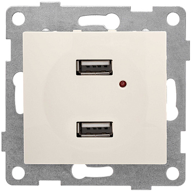 Розетка 1 СП USB А+А 2,1А механизм Gusi Electric Bravo бежевый