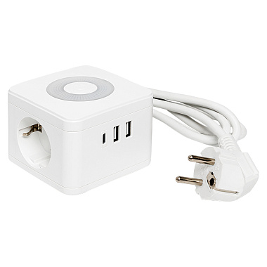 Удлинитель 2* 1,3 м с з/к 2USB 2,4А+Type C "Куб" + Ночник EKF PROxima