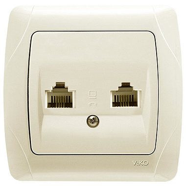 Розетка 1 СП телефонная RJ11+RJ11 Viko Carmen крем