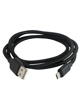 Дата-кабель (USB - micro USB) 1м тканевая оплетка черный ДК7 TDM