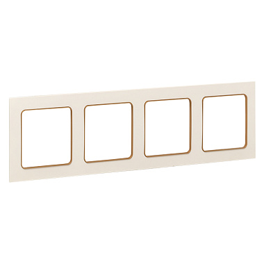 Рамка 4-постовая EKF Стокгольм белая c линией шампань