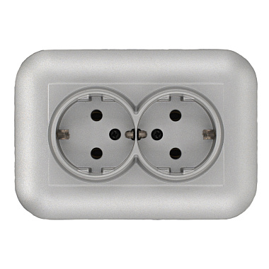 Розетка с заземлением 2 СП 16А Ovivo Loft серебро