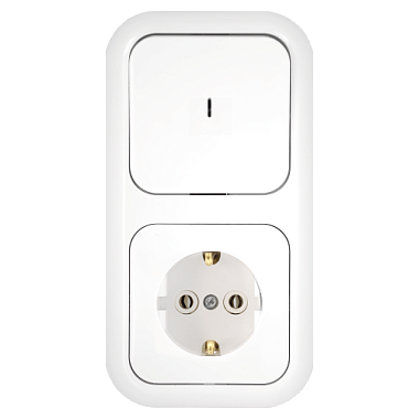 Блок комб. СП (1кл с подсв. + 1роз с з/к) Bylectrica Гармония белый