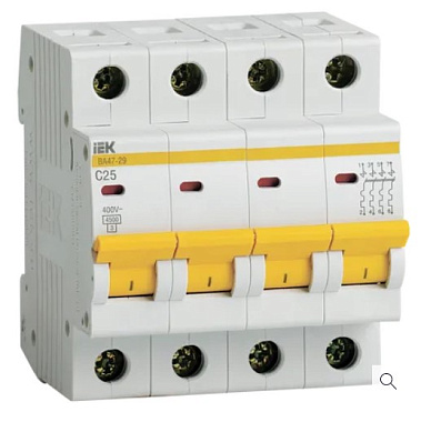 Автоматический выключатель 4P  25A (C) 4,5kА ВА 47-29 IEK