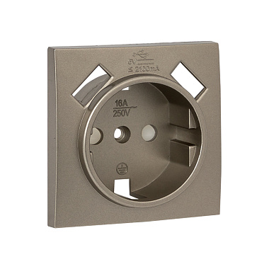 Лицевая панель евророзетки 1-местной с з/шт с 2 USB EKF Валенсия кашемир