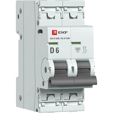 Автоматический выключатель 2P   6А (D) 6,0kA ВА 47-63N EKF PROxima