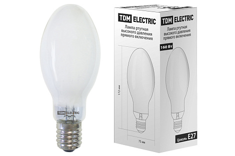 Лампа ртутная Е27 160Вт 220В 4200К ДРВ высокого давления прямого включения TDM