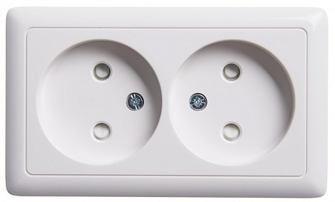 Розетка 2 ОП 16А с з/шт (изол.пл.) SE Хит белый