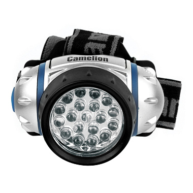 Фонарь налобный Camelion металлик, 19LED, 4 реж, 3XR03 в компл, пласт, блист