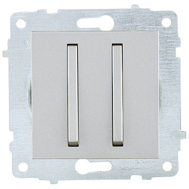 Выключатель 2 СП 10А узкая клавиша механизм Ovivo серебро