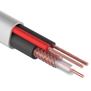 Кабель для видеонаблюдения КВК-В-2+2x0,75мм² (Cu/Cu) (бухта/200м) Rexant белый