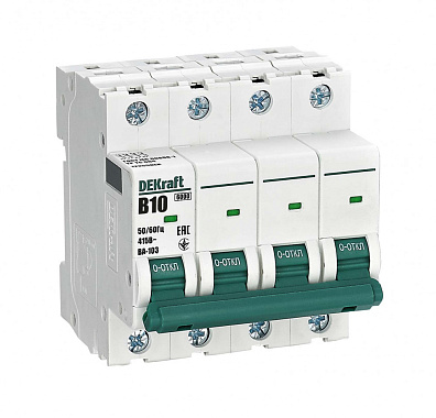 Автоматический выключатель 4P  10A (B) 6,0kA ВА103 DEKraft
