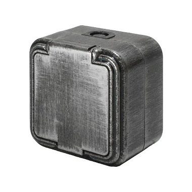 Розетка с заземлением 1 ОП IP44 16А с крышкой БелТИЗ Элект Викинг черный под серебро