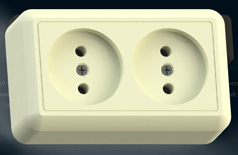 Розетка 2 ОП 16А Кунцево-Электро Оптима слоновая кость