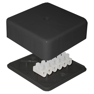 Коробка расп. ОП  78х78х30мм IP41 6 вводов (колодка 10А) черный E.p.plast