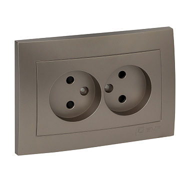 Лицевая панель розетки 2-местной с з/шт EKF Валенсия кашемир