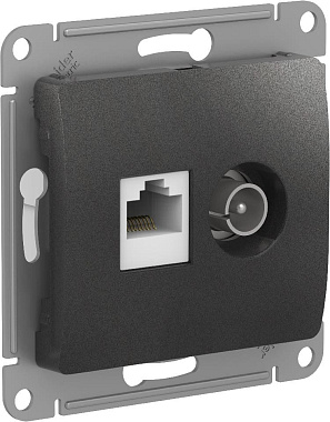 Розетка 1 СП TV+комп.RJ45 кат.5е механизм SE Glossa антрацит