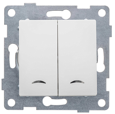 Выключатель 2 СП 10А с подсв. механизм Gusi Electric Ugra жемчуг