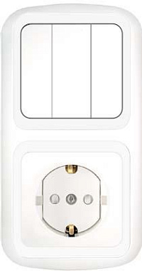 Блок (3кл.выкл.+роз. с з/к) "БелТИЗ" белый