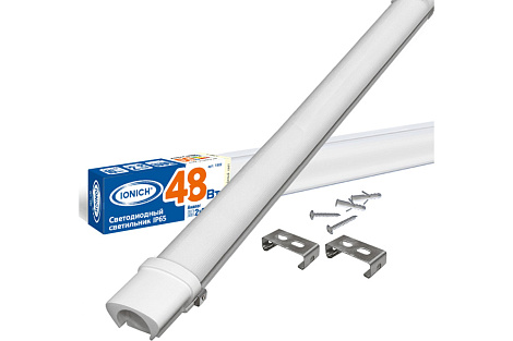 Светильник светодиодный ЖКХ 48Вт 4000К IP65 линейный узкий ДСП 1500 мм IONICH