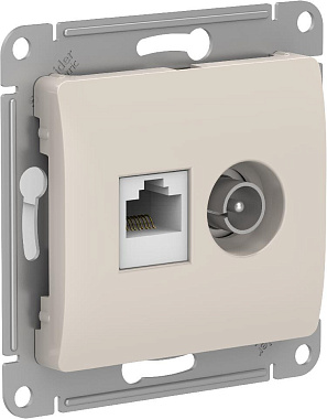 Розетка 1 СП TV+комп.RJ45 кат.5е механизм SE Glossa молочный
