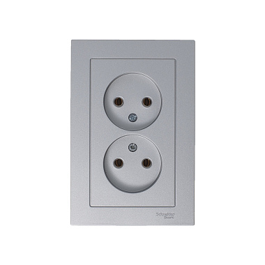 Розетка 2 СП 16А SE AtlasDesign алюминий