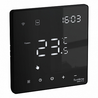 Термостат электр. теплого пола с Wi-Fi 16А моноблочный SE ArtGallery черный