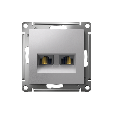 Розетка 1 СП комп. RJ45+RJ45 кат.6а механизм SE AtlasDesign алюминий