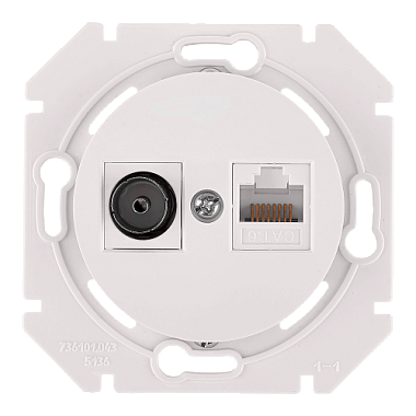 Розетка 1 СП TV+комп.RJ45 кат.5е механизм Bylectrica Прованс перламутр