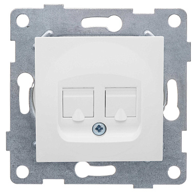 Розетка 1 СП комп. RJ45 кат.5e + телеф.RJ12 механизм Gusi Electric Ugra белый