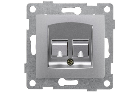 Розетка 1 СП телефонная RJ12+RJ12 механизм Gusi Electric Bravo серебро